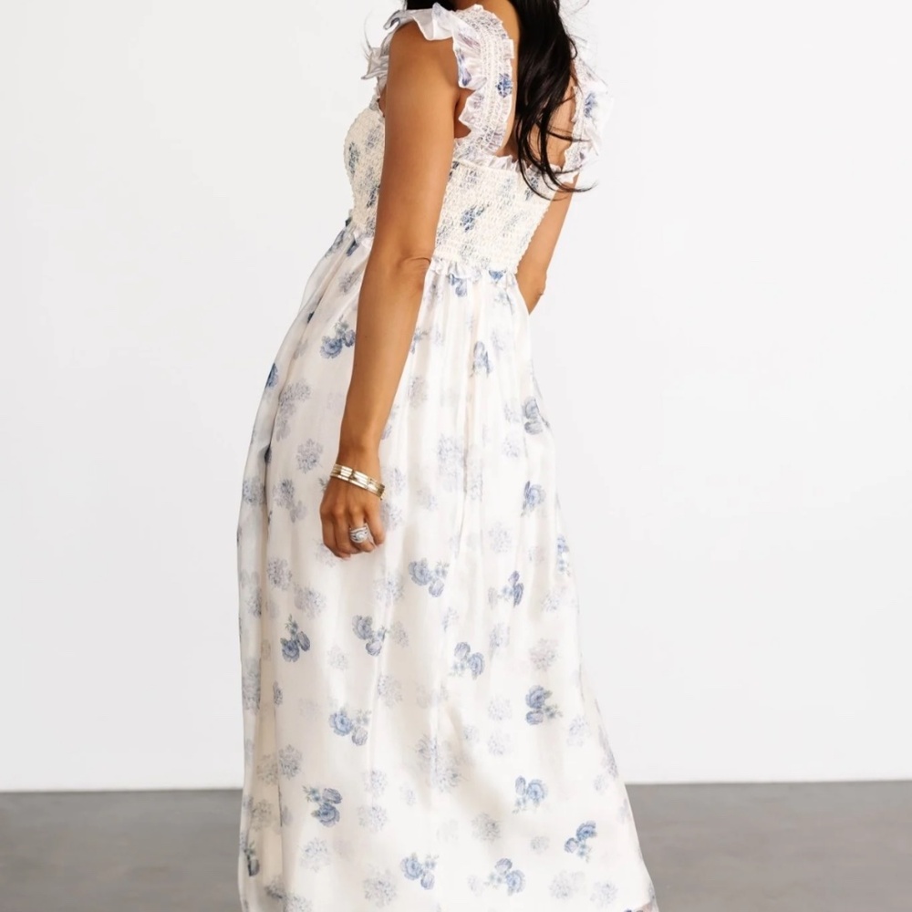 Baltic Born Cream and Blue Floral Midi Dress - Picture 4 of 6